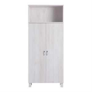 bowery hill contemporary wood 5-shelf pantry in white oak