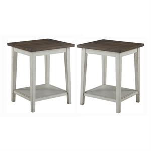 bowery hill transitional wood 1-shelf side table in brown (set of 2)