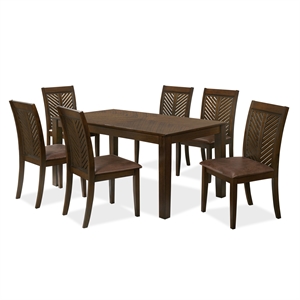 bowery hill transitional wood 7-piece dining table set in walnut