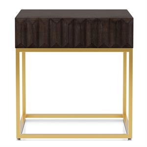 bowery hill contemporary metal 1-drawer end table in walnut