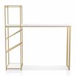 Bowery Hill Contemporary Metal Bar Table with Wine Shelf in Gold