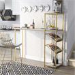Bowery Hill Contemporary Metal Bar Table with Wine Shelf in Gold