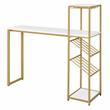 Bowery Hill Contemporary Metal Bar Table with Wine Shelf in Gold
