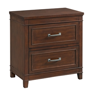 bowery hill coastal nightstand with security drawer in brown walnut