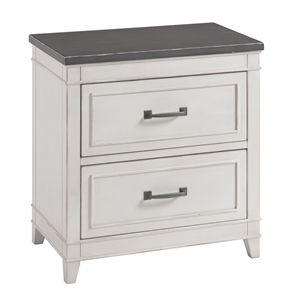 bowery hill coastal wood 2 drawer nightstand in white with gray top