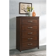 Bowery Hill Coastal 5 Drawer Wood Chest in Coffee Brown Walnut