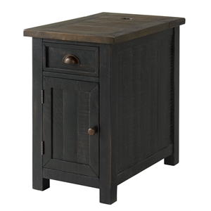 bowery hill coastal wood chairside table in power black and brown