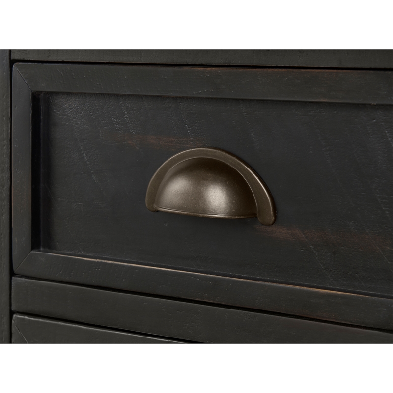 Bowery Hill Coastal Wood Chairside Table in Power Black and Brown