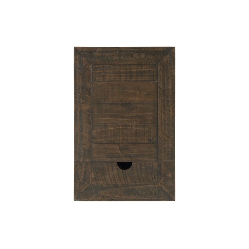 Bowery Hill Coastal Wood Chairside Table in Power Black and Brown