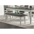 Bowery Hill Coastal Dining Bench in Antique White and Grey Linen
