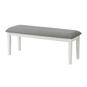 Bowery Hill Coastal Dining Bench in Antique White and Grey Linen