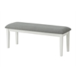 Bowery Hill Coastal Dining Bench in Antique White and Grey Linen