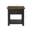 Bowery Hill Farmhouse Solid Wood 1 Drawer End Table in Black and Brown