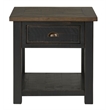 Bowery Hill Farmhouse Solid Wood 1 Drawer End Table in Black and Brown