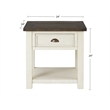 Bowery Hill Solid Wood Cream White and Brown End Table Rectangular Storage 24