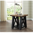 Bowery Hill Farmhouse Solid Wood End Table in Black Stain and Natural