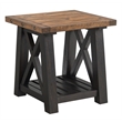 Bowery Hill Farmhouse Solid Wood End Table in Black Stain and Natural