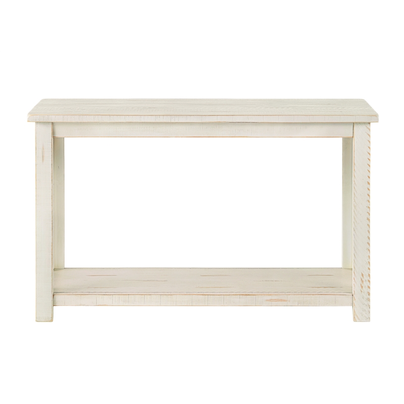 Bowery Hill Farmhouse Solid Wood Sofa Console Table in Antique White