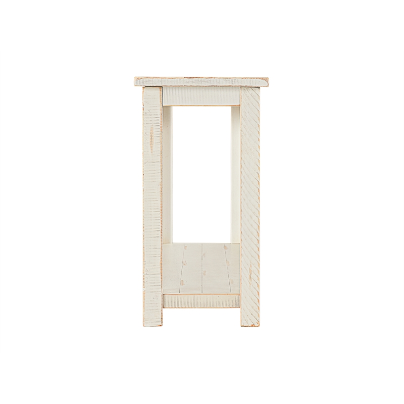 Bowery Hill Farmhouse Solid Wood Sofa Console Table in Antique White