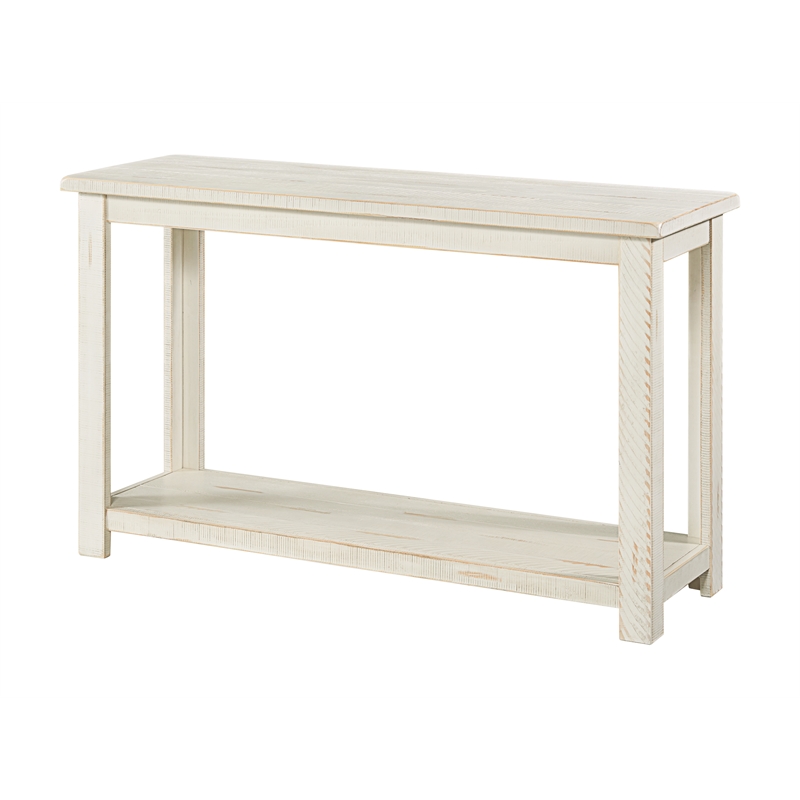 Bowery Hill Farmhouse Solid Wood Sofa Console Table in Antique White