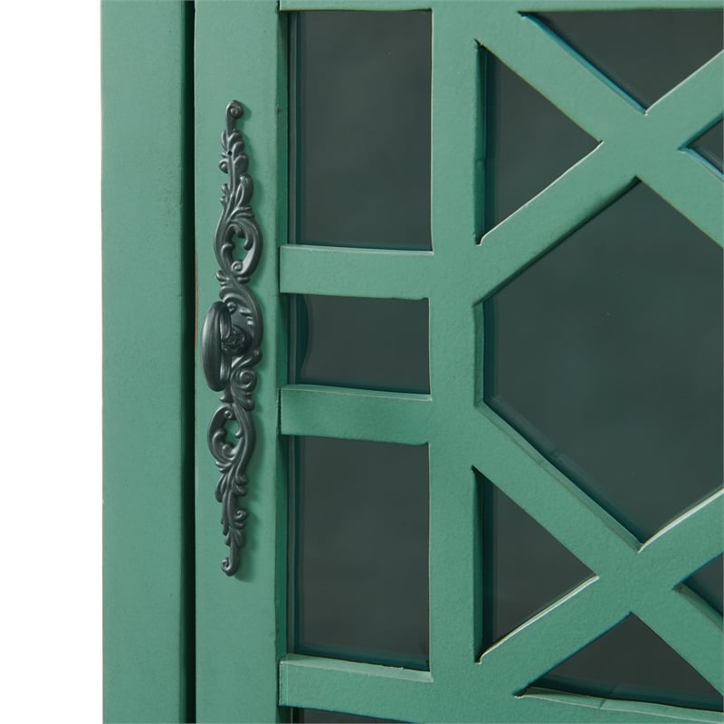 Bowery Hill Traditional Chairside Table with Power in Antique Teal Green