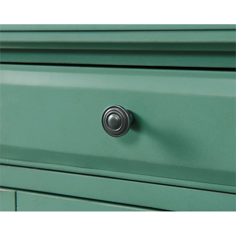 Bowery Hill Traditional Chairside Table with Power in Antique Teal Green