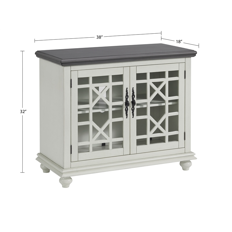 Bowery Hill Traditional Small Spaces TV Stand in White with Gray Top