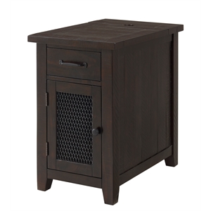 bowery hill farmhouse wood chairside table with power espresso