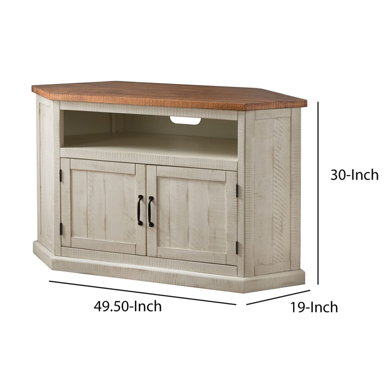 Bowery Hill Rustic Wood Corner TV Stand for TVs up to 50