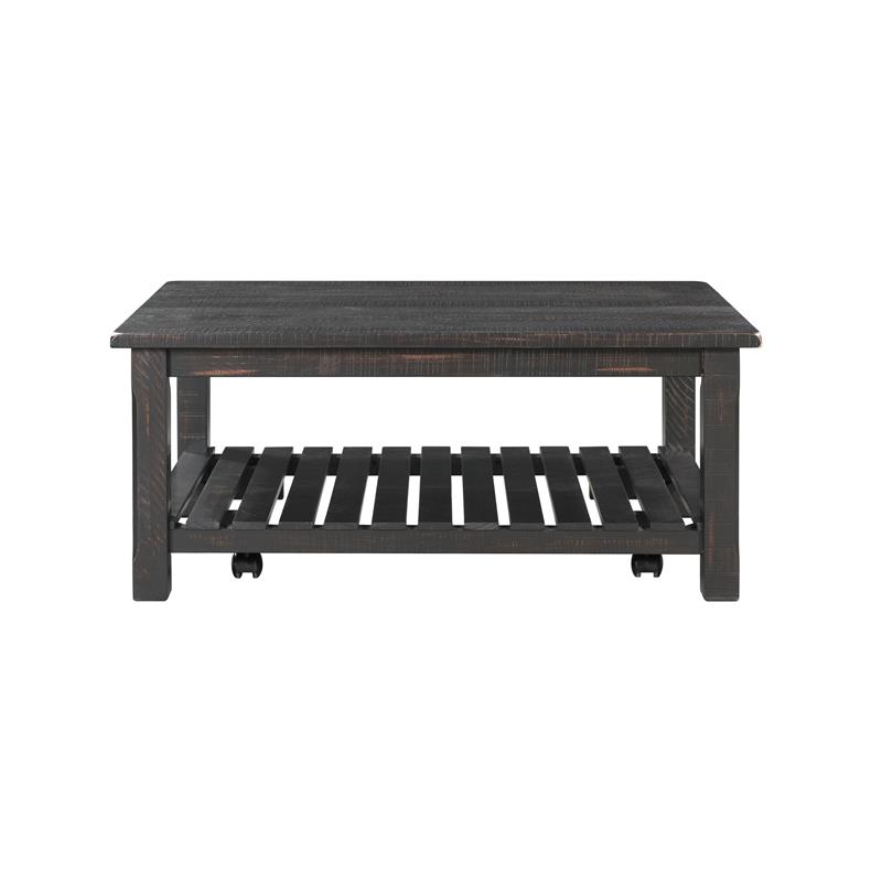 Bowery Hill Barn Door Collection Solid Wood Coffee Table Antique Black