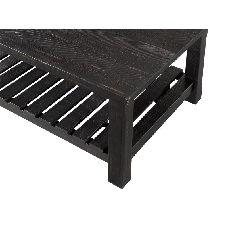 Bowery Hill Barn Door Collection Solid Wood Coffee Table Antique Black