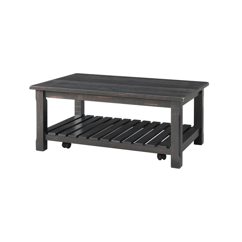 Bowery Hill Barn Door Collection Solid Wood Coffee Table Antique Black