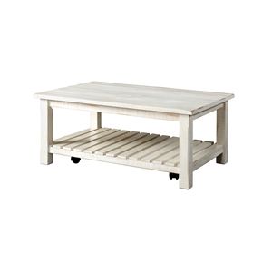 bowery hill barn door solid wood coffee table antique white