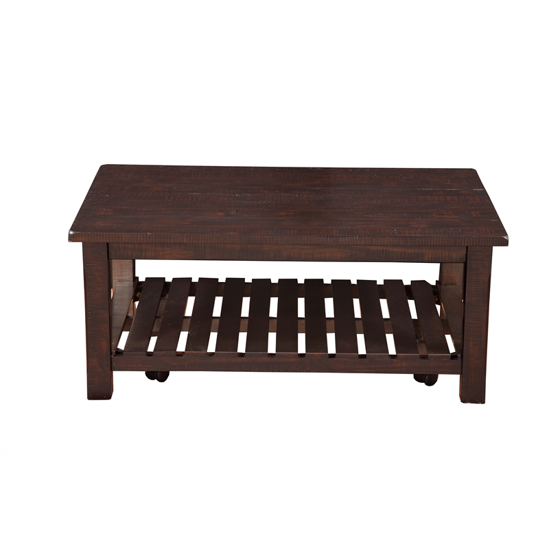 Bowery Hill Barn Door Solid Wood Coffee Table Espresso
