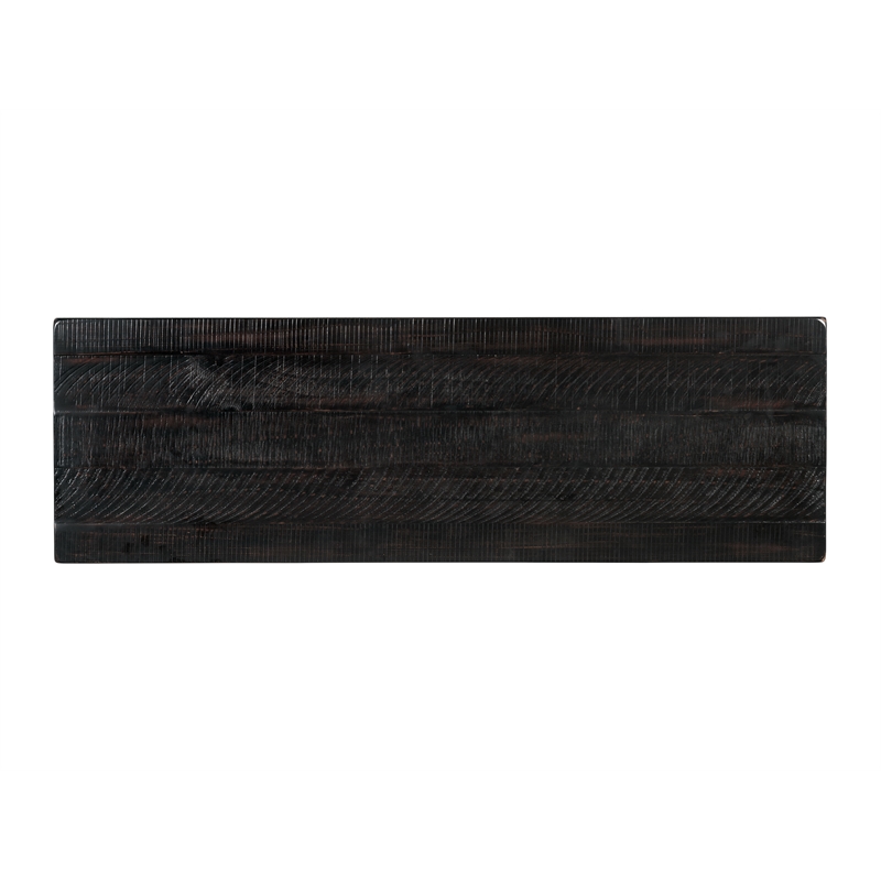 Bowery Hill Farmhouse Barn Door Solid Wood Sofa Console Table in Antique Black