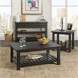 Bowery Hill Farmhouse Barn Door Solid Wood Sofa Console Table in Antique Black