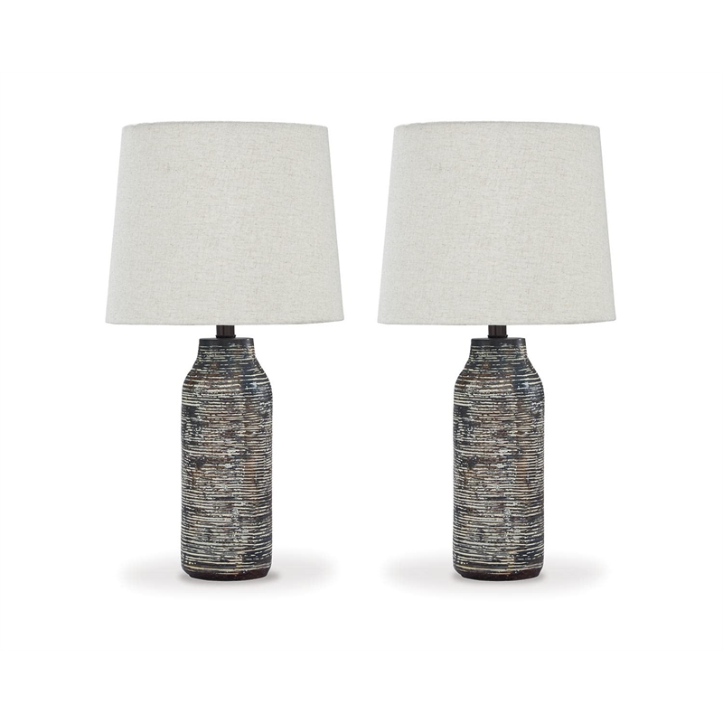 Bowery Hill Table Lamp in Black and White (Set of 2)