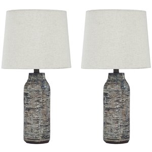 bowery hill table lamp in black and white (set of 2)