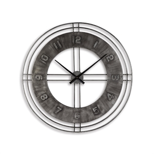 Bowery Hill Metal Wall Clock in Antique Gray