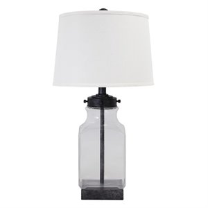 bowery hill glass table lamp in transparent and silver