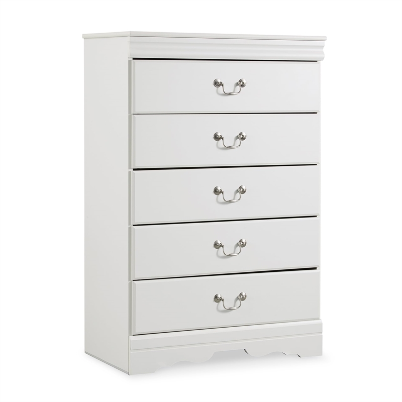 Bowery Hill Contemporary 5 Drawer Chest in White