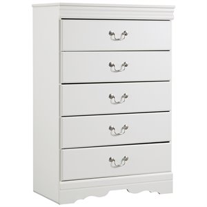 bowery hill contemporary 5 drawer chest in white