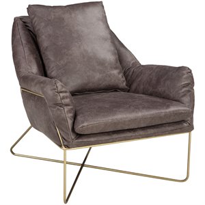 bowery hill contemporary faux leather accent chair in dark gray