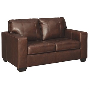 bowery hill contemporary leather loveseat in chocolate