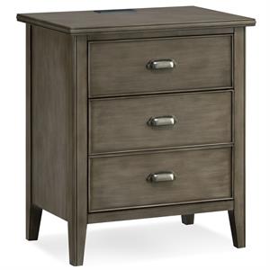 bowery hill contemporary nightstand with ac/usb outlet in smoke gray wash