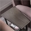 Bowery Hill Wood Wedge Table with Shelf in Smoke Gray/Black Slate