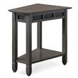 Bowery Hill Wood Wedge Table with Shelf in Smoke Gray/Black Slate