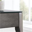 Bowery Hill Glass Top Wedge End Table with Shelf in Gray/Black