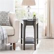 Bowery Hill Glass Top Wedge End Table with Shelf in Gray/Black