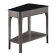 Bowery Hill Glass Top Wedge End Table with Shelf in Gray/Black